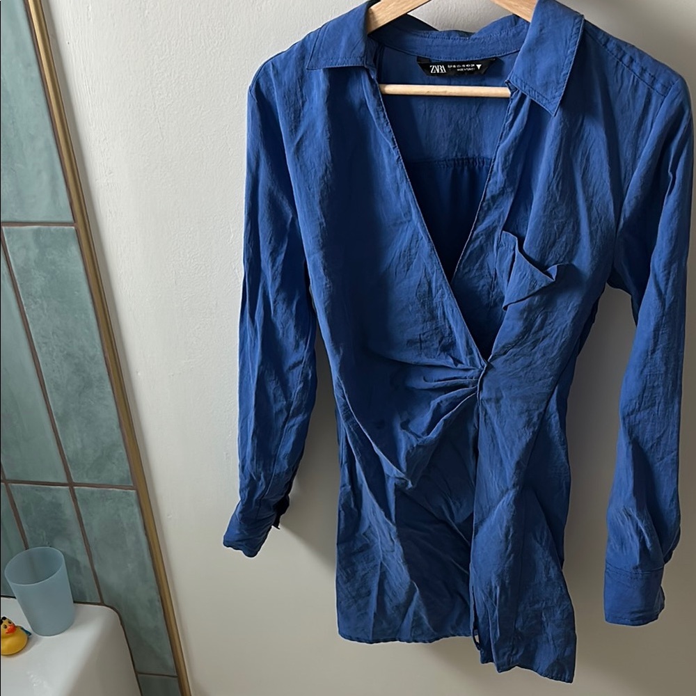 Zara Blue Long Sleeve Dress